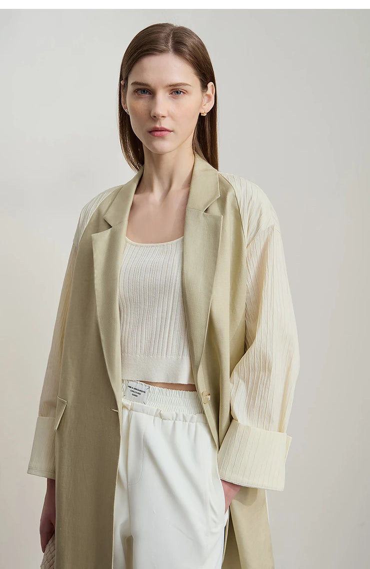 Solene Linen-Blend Textured Blazer