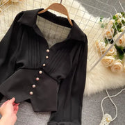 Sculpted Elegance Puff-Sleeve Blouse