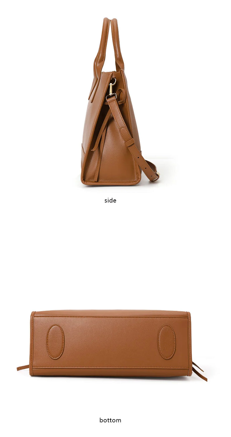 Classic Genuine Leather Structured Tote Bag