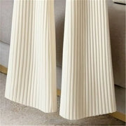High-end Knit Flared Slim White Pant High Waist Design Pocket Trousers