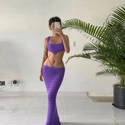 Elegant Summer Crop Top & Maxi Skirt Set