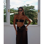 Bikini Swimsuits Sarongs Print Beachwear 3 Pieces Bandage