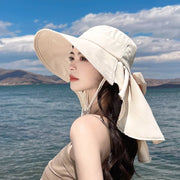 Outdoor Hat Anti UV Neck Protection with Bowknot Wide Brim