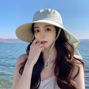 Outdoor Hat Anti UV Neck Protection with Bowknot Wide Brim