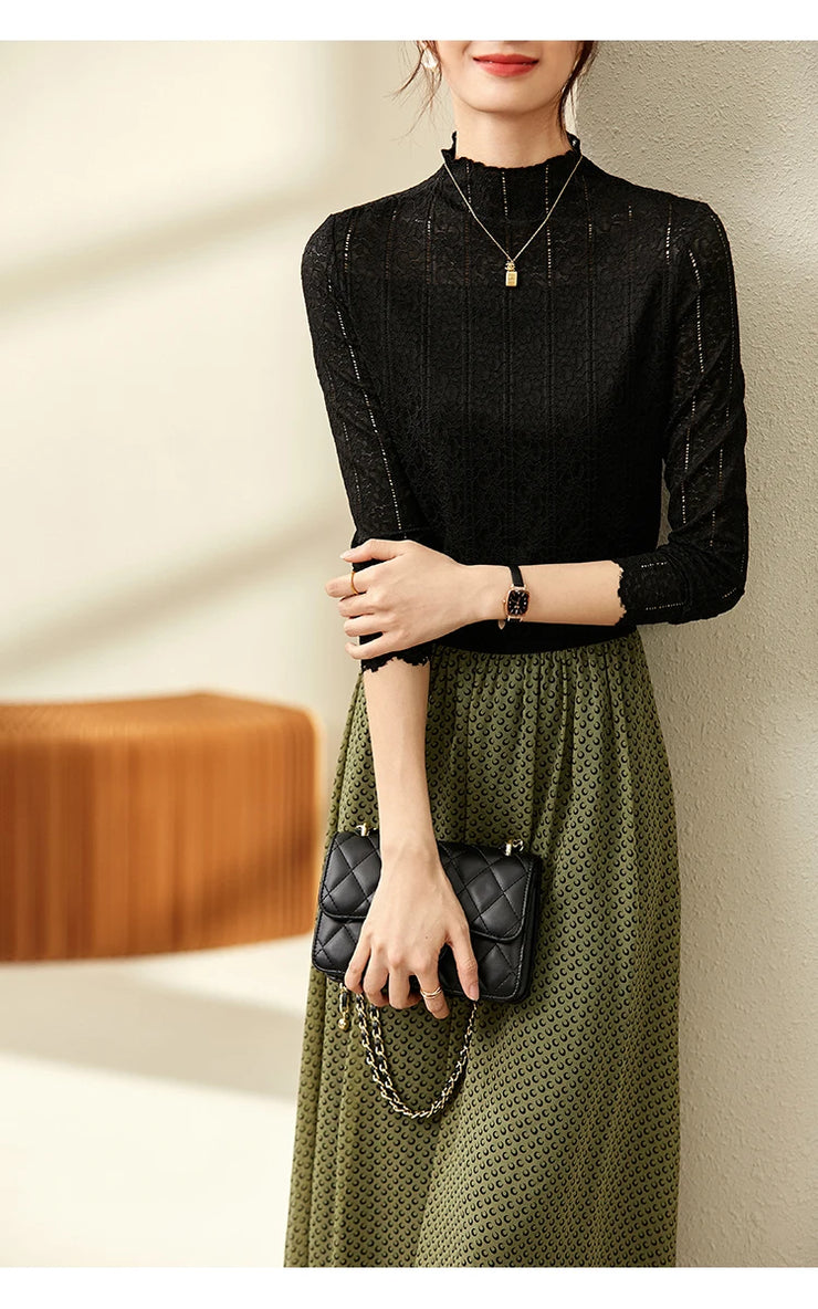 Élise Lace High-Neck Blouse