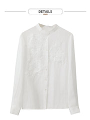 Magnolia Crest Embroidered Ramie Blouse