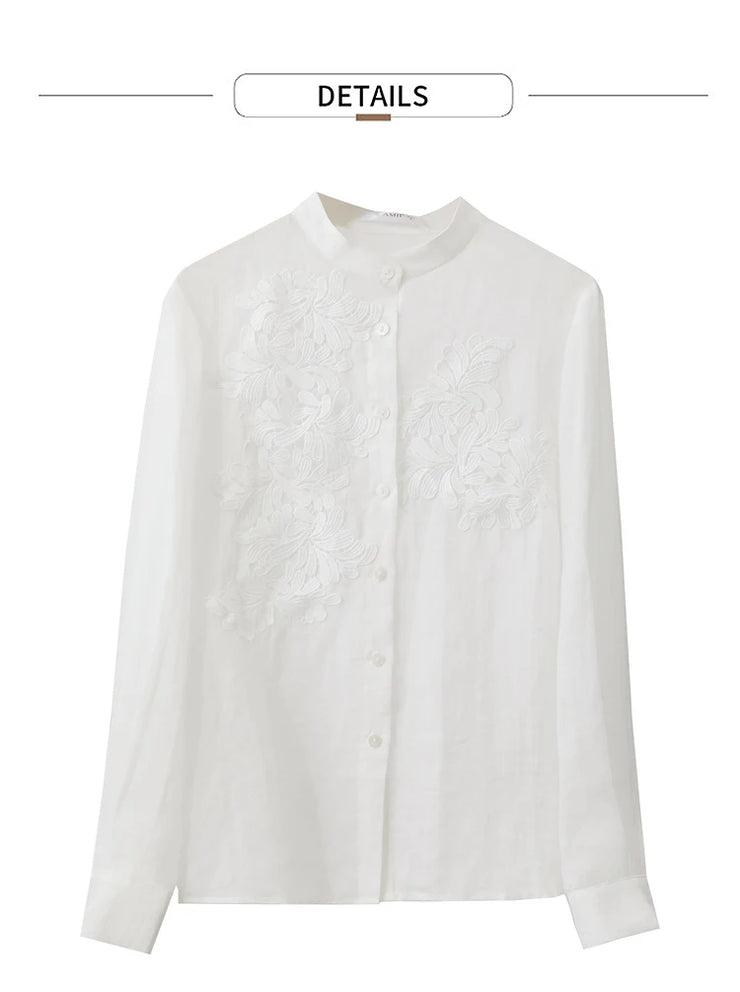 Magnolia Crest Embroidered Ramie Blouse
