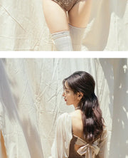 White One-Piece Velvet Backless Swimwear for Women