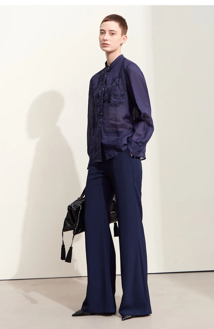 Magnolia Crest Embroidered Ramie Blouse