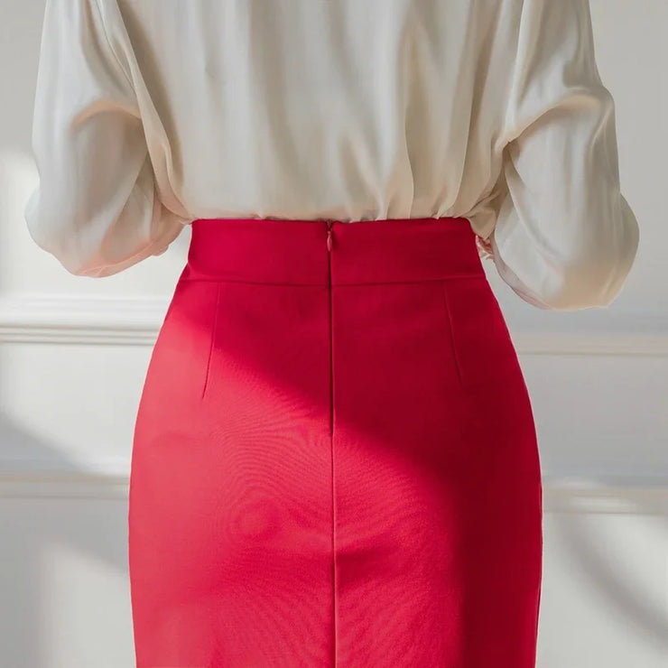 Asymmetry Charm High-Waist Pencil Skirt