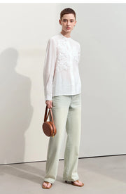 Magnolia Crest Embroidered Ramie Blouse