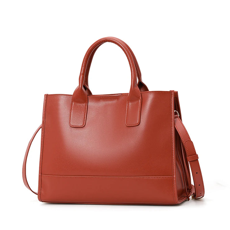 Classic Genuine Leather Structured Tote Bag