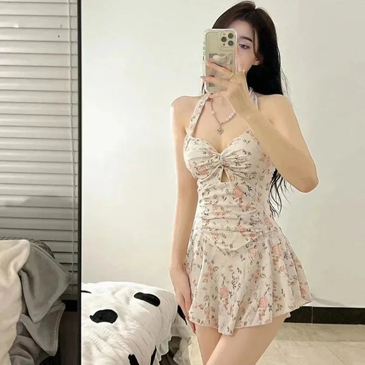 Women One-piece Beach Wear Swimsuit Beach High Waist Dress