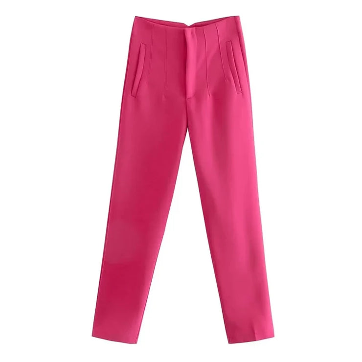 Autumn Trouser Suits High Waisted Office Casual Woman Pants