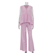 Sorella Linen Set – Tailored Vest & Flowing Wide-Leg Trousers