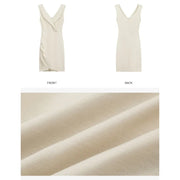 Elegant V-Neck Pleated Bodycon Mini Dress