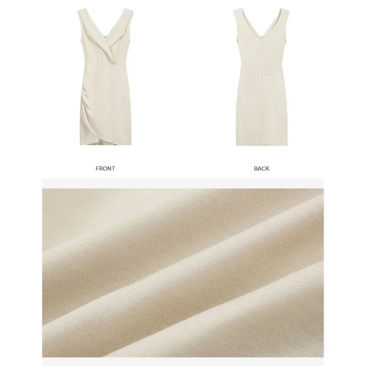 Elegant V-Neck Pleated Bodycon Mini Dress