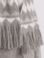 Nepal Alpaca Wool Color Clashing Jacquard Tassel Scarf Winter Warm Shawl