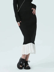 Monochrome Ruffle-Edge Two-Piece Set