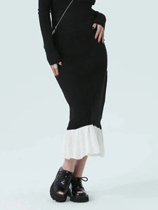 Monochrome Ruffle-Edge Two-Piece Set