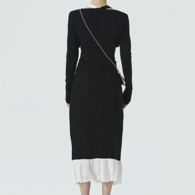 Monochrome Ruffle-Edge Two-Piece Set