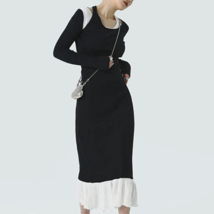 Monochrome Ruffle-Edge Two-Piece Set