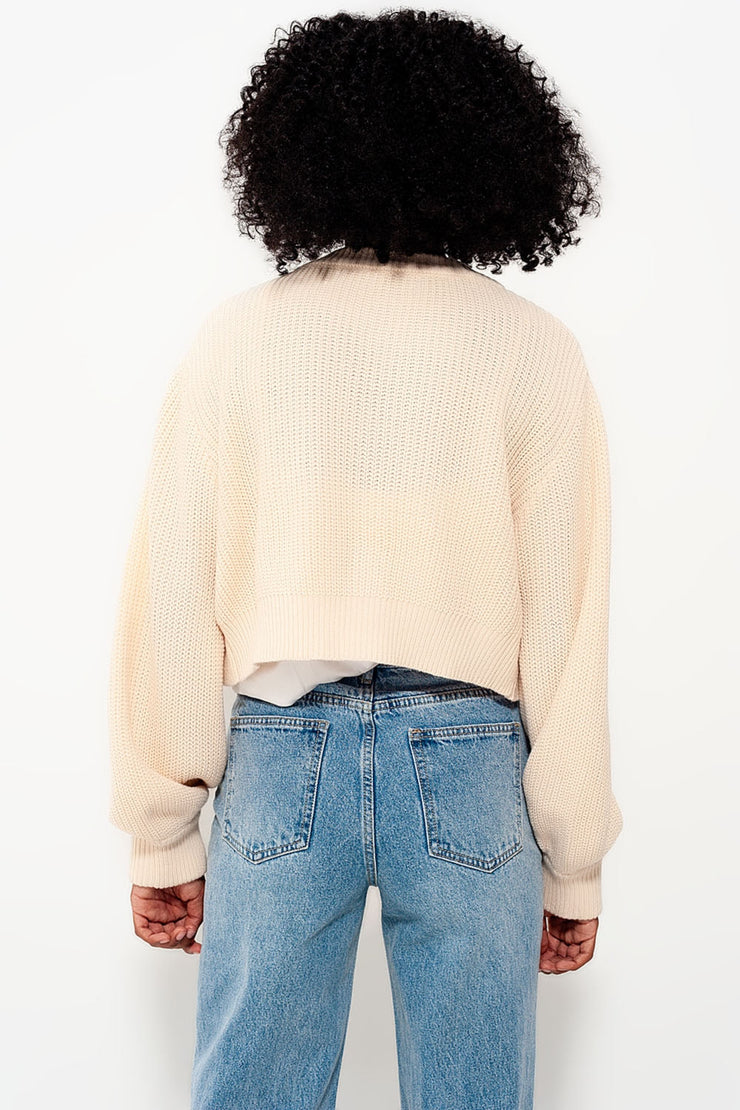 Cream Diamond Button Knit Cardigan