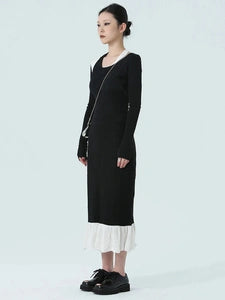 Monochrome Ruffle-Edge Two-Piece Set