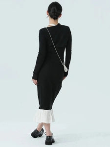 Monochrome Ruffle-Edge Two-Piece Set