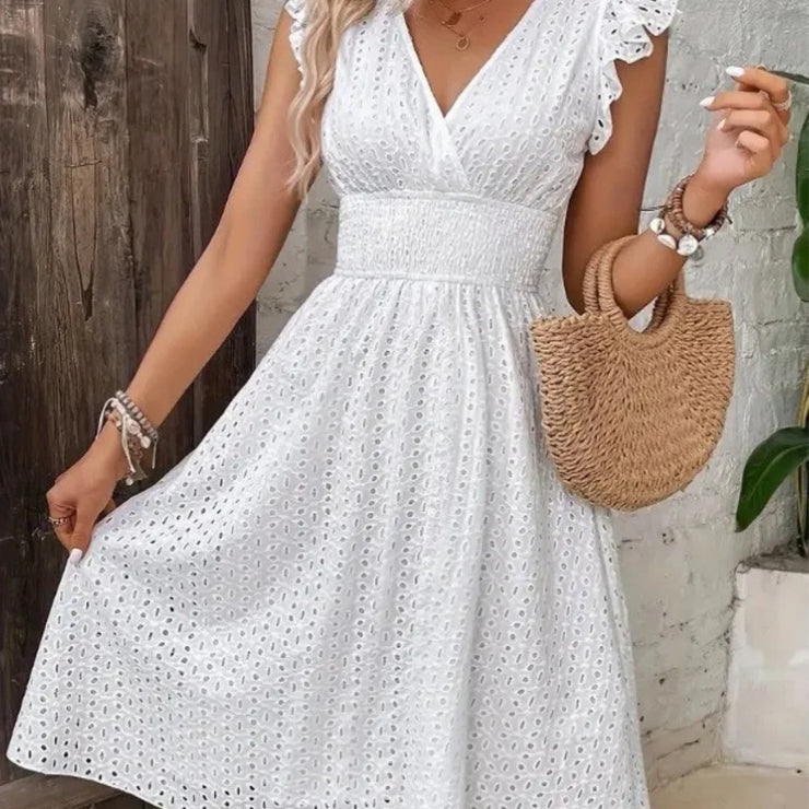 Summer Lace V-Neck Dress for Women