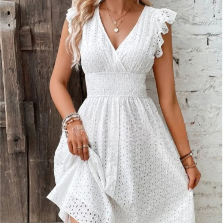 Summer Lace V-Neck Dress for Women