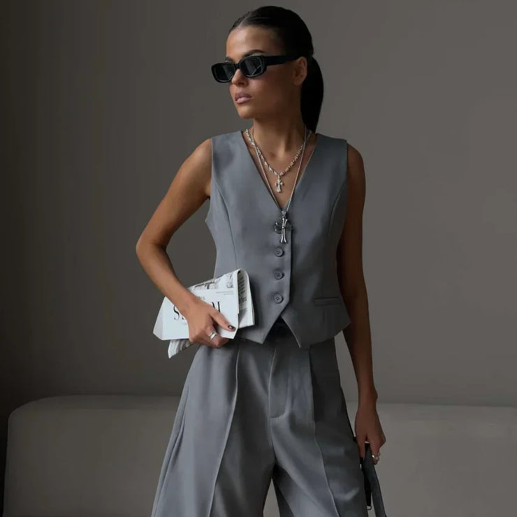 Wolfel Summer Women’s Chic Vest and Shorts Suit Set